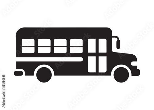 School bus icon, School bus silhouette vector