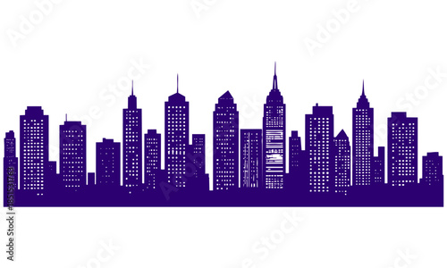 きらびやかなビルの立ち並ぶ夜景のシルエット