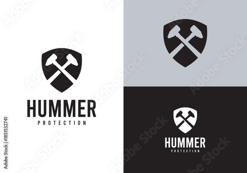 Shield Hummer Protection Logo Vector Illustration