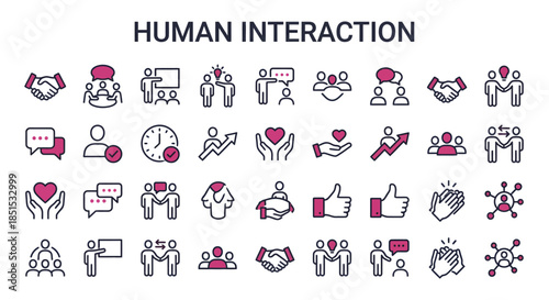 Illustration of diverse human interaction showcasing communication, collaboration, and teamwork through people icons.