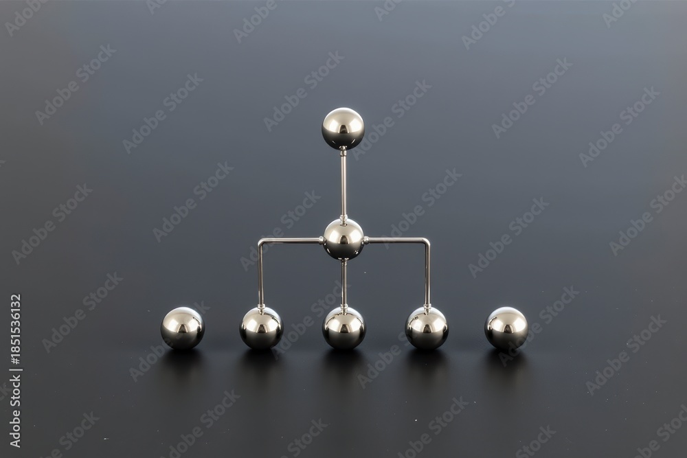 Obraz premium Futuristic Metallic Molecular Model Dark Background
