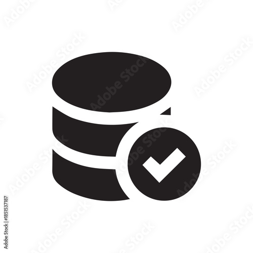 Database check solid icon vector illustration