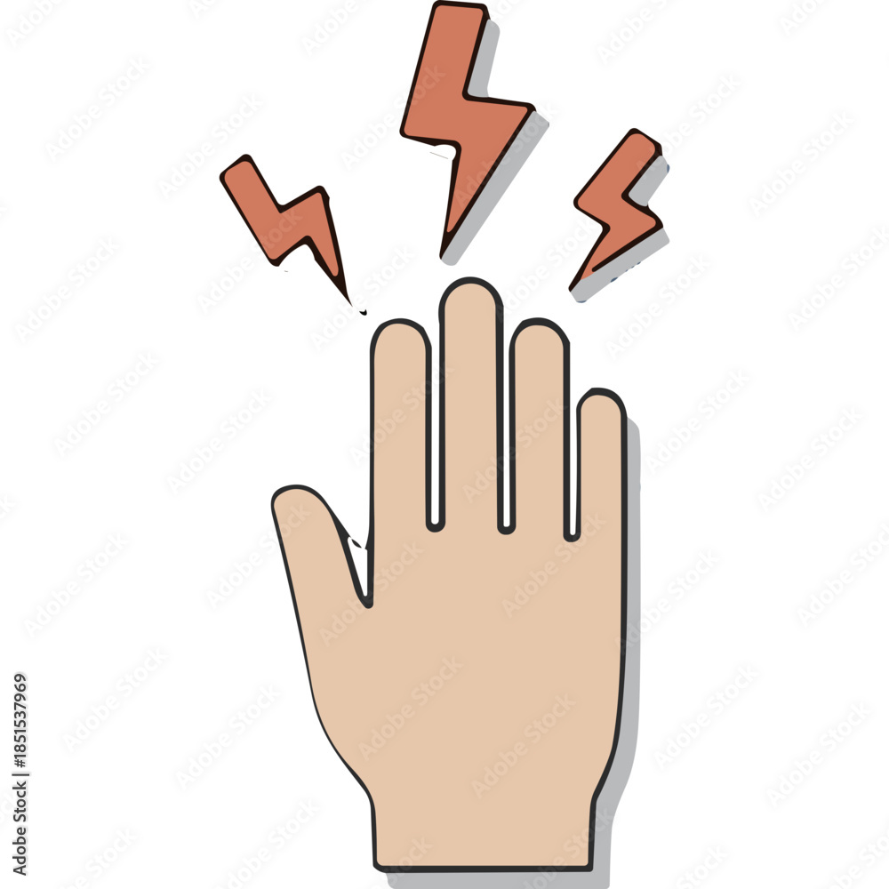 Obraz premium Hand with Lightning Bolts Icon: Pain, Shock, or Energy