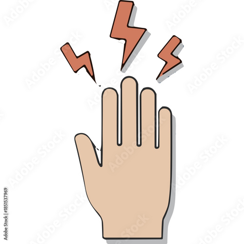 Hand with Lightning Bolts Icon: Pain, Shock, or Energy