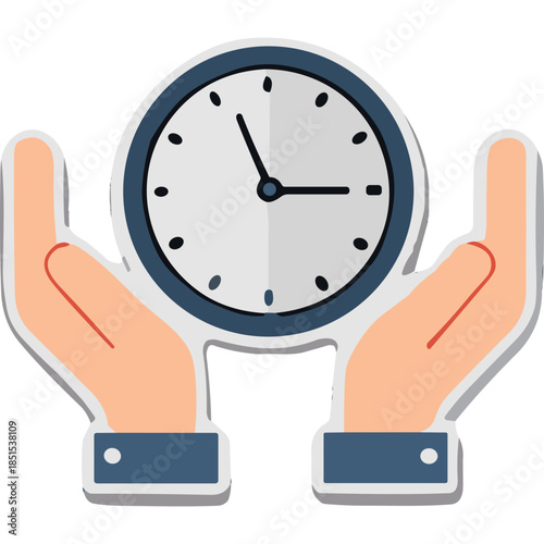 Hands Holding Clock Icon: Time Management and Control