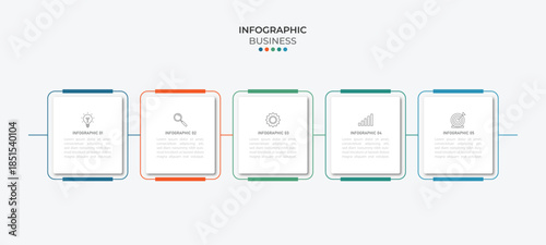 Vector Infographic design business template with icons and 5 options or steps. Can be used for process diagram, presentations, workflow layout, banner, flow chart, info graph