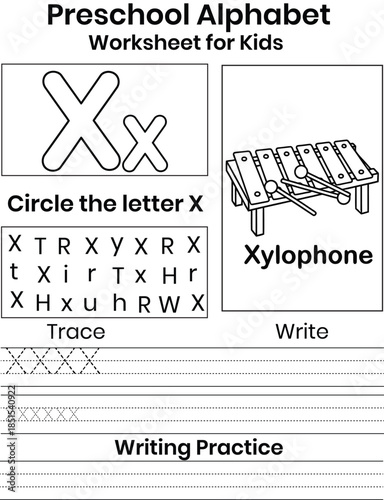 Preschool Alphabet Letter X Worksheet .