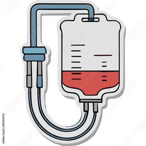 Illustration of a Blood Bag and IV Drip