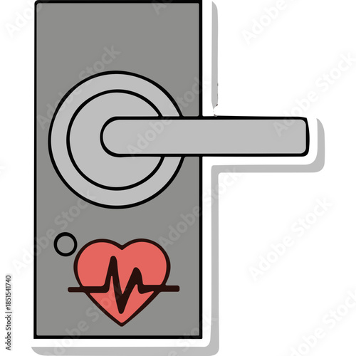 Heartbeat Heart Door Handle Icon - Health Access Symbol