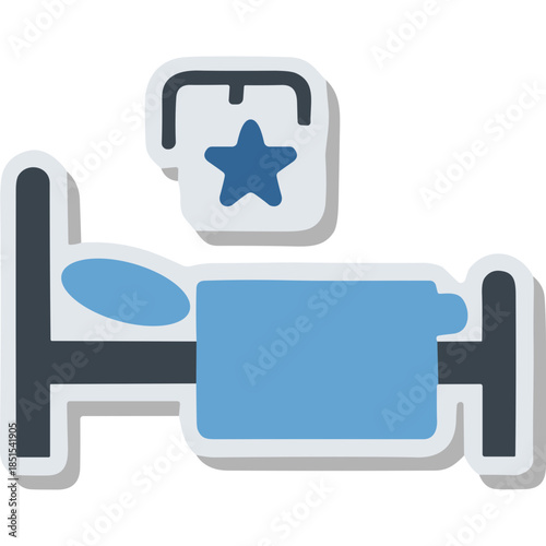 Hotel Room Bed Icon with Star Rating