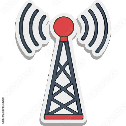 Iconic Transmission Tower with Signal Waves
