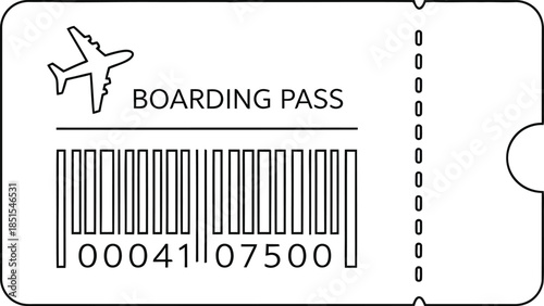 airplane boarding pass ticket with barcode