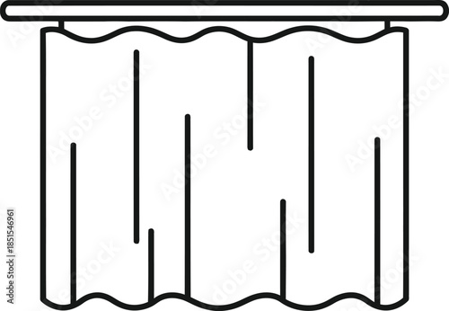 simple line drawing of a curtain hanging on a rod
