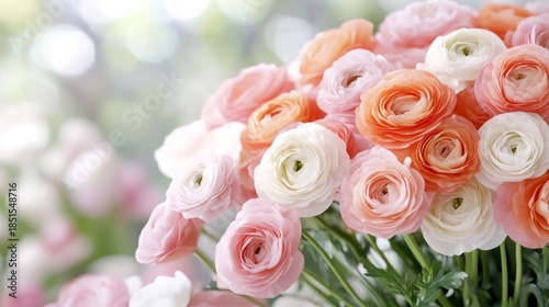 Ranunculus flowers blooming creating a colorful spring bouquet