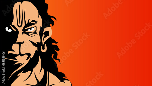 Hanuman Jayanti Poster Vector | Hindu God Silhouette Festival Background