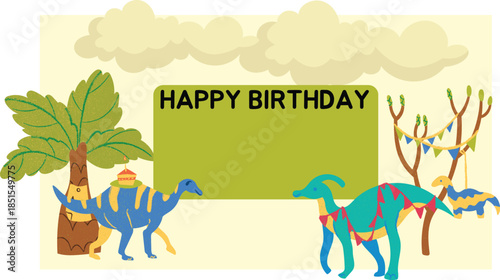 green and yellow illustrated happy birthday wishing card, happy birthday, bithrday wishing card, cartoon, pattern, holiday, decoration