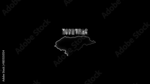 Glowing Honduras Map Outline with Country Name on Black Background country outline neon