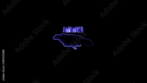 Jamaica map outline with neon effect on black background country