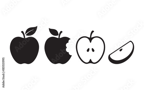 Apple Fruit Icon Silhouettes