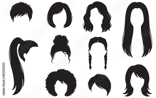 Woman Hairstyle Silhouette Collection
