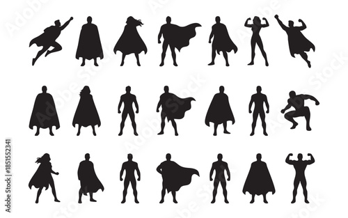 Superhero Action Pose Silhouettes
