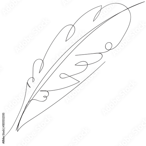 Single continuous line drawing a sheet of paper with quill. There is an inkwell to make writing Full of allusions. World Poetry Day. Continuous line design graphic illustration
