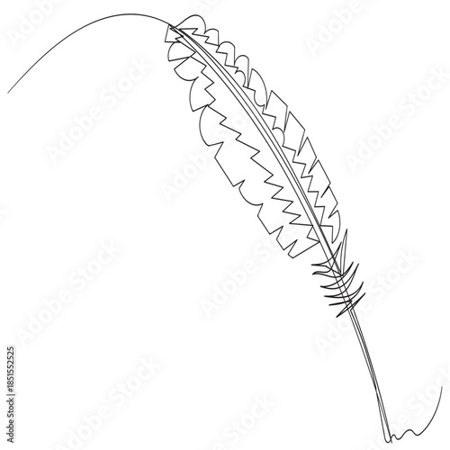 Single continuous line drawing a sheet of paper with quill. There is an inkwell to make writing Full of allusions. World Poetry Day. Continuous line design graphic illustration