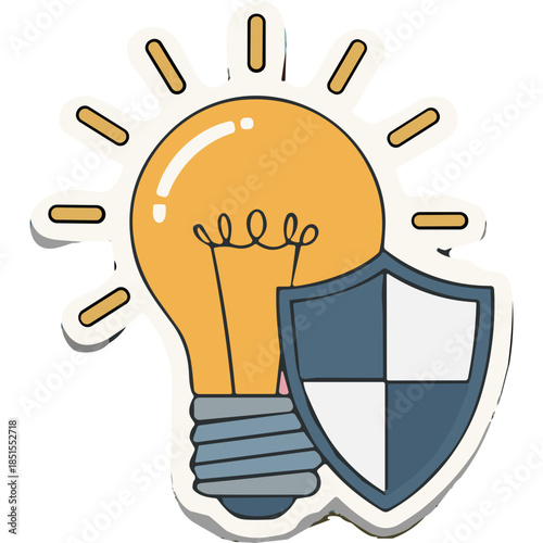 Lightbulb with Shield Icon: Idea Protection and Security