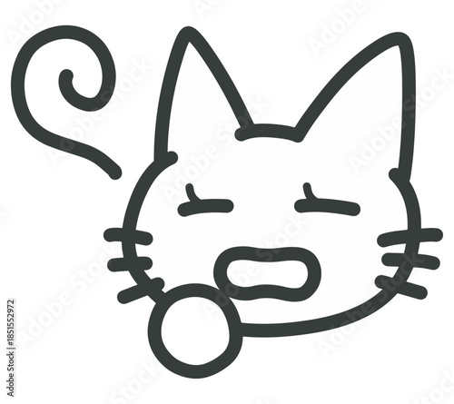 あくびをして眠たそうな可愛い猫のイラスト