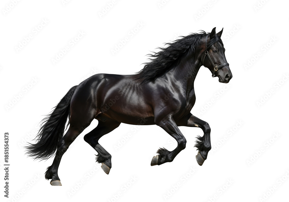 Fototapeta premium Majestic transparent horse running with flowing mane and tail