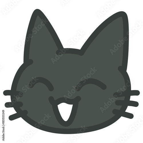 満面の笑みで喜ぶ黒猫のイラスト