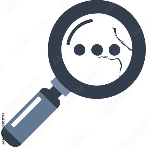 Magnifying Glass Over Ellipsis with Crack