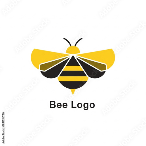 Stylized yellow and black bee insect logo design, perfect for branding, nature, or honey related businesses.
