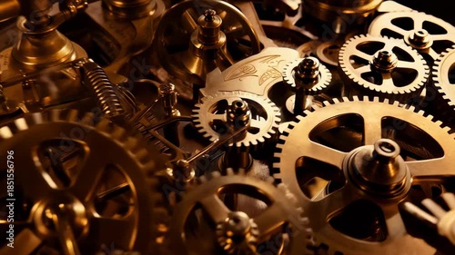 Vintage Clockwork Mechanism with Interlocking Gears.