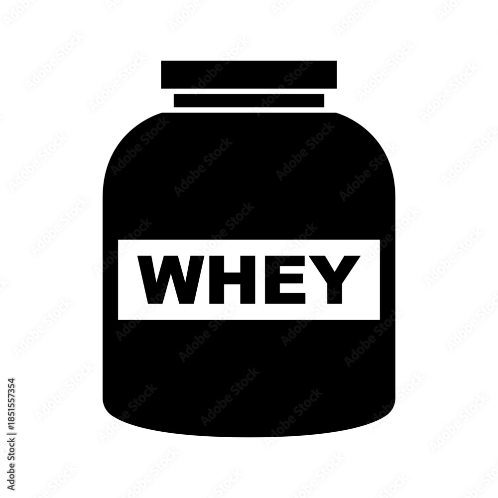 Obraz premium Whey protein bottle silhouette icon. Vector.