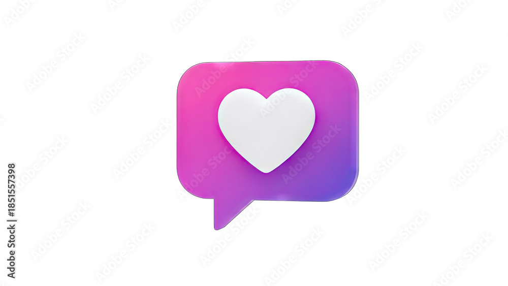 Fototapeta premium 3D Heart in Speech Bubble on White Background