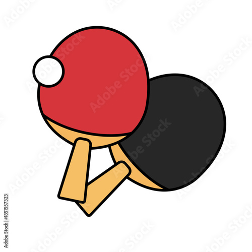 Table tennis racket and ball icon. Vector.
