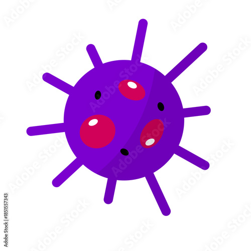 Playful Purple Cartoon Virus Design. Vector.