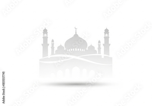 Simple Mosque Silhouette Ramadhan Illustration on Clean White Background