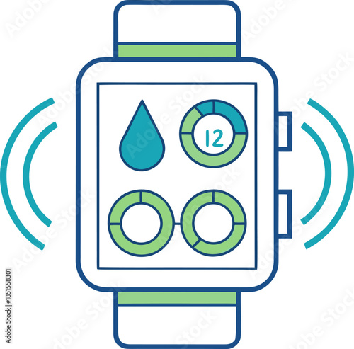 Smart phone with weather and time widgets isolated on a transparent background