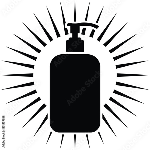 Shining hand sanitizer or soap pump bottle icon representing cleanliness and hygiene