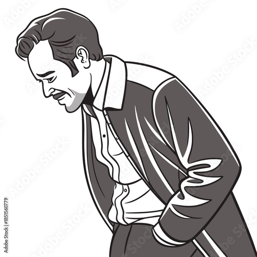 Man experiencing stomach pain or discomfort.