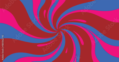 A vibrant psychedelic wallpaper featuring a colorful abstract vector design with a digital fractal spiral and geometric wave patterns in a swirling rainbow of pink, blue, and yellow light