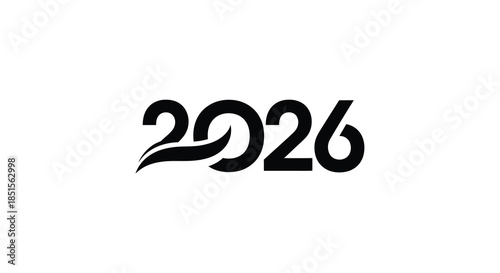 A striking graphic design featuring the number 2026 with a flowing artistic and modern aesthetic