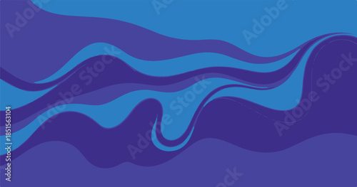 Blue vector illustration of an abstract background with wavy lines and ocean water motion design for a summer beach nature wallpaper backdrop