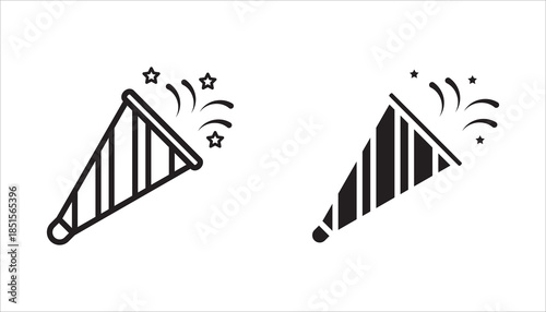 Trumpet icon set. New Year, Christmas, Stock vector collection. White background