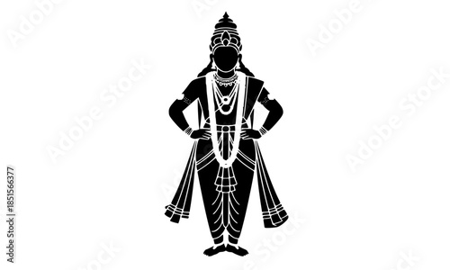 Spiritual silhouette of Hindu deity Lord Vitthal Panduranga, traditional Vithoba icon with hands on hips, divine Indian religious symbol for Ashadhi Ekadashi and Pandharpur pilgrimage
