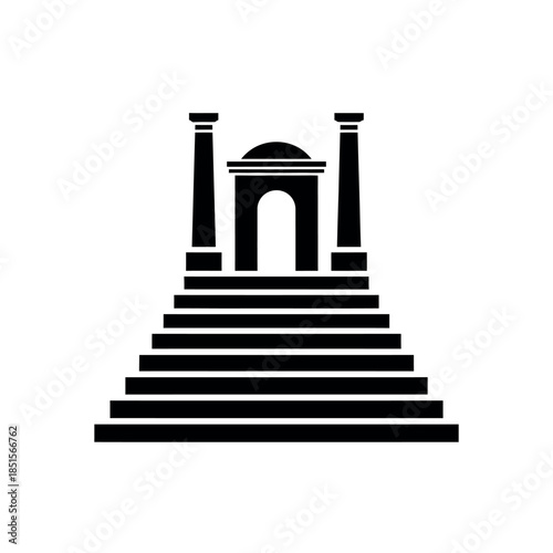 Ancient Greek Temple Entrance with Grand Staircase.