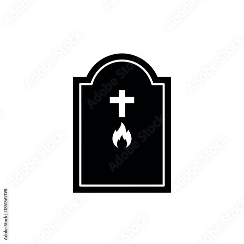 Grave with Cross and Flame Icon.