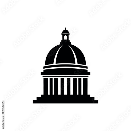 Iconic Capitol Building Silhouette with Dome and Columns.